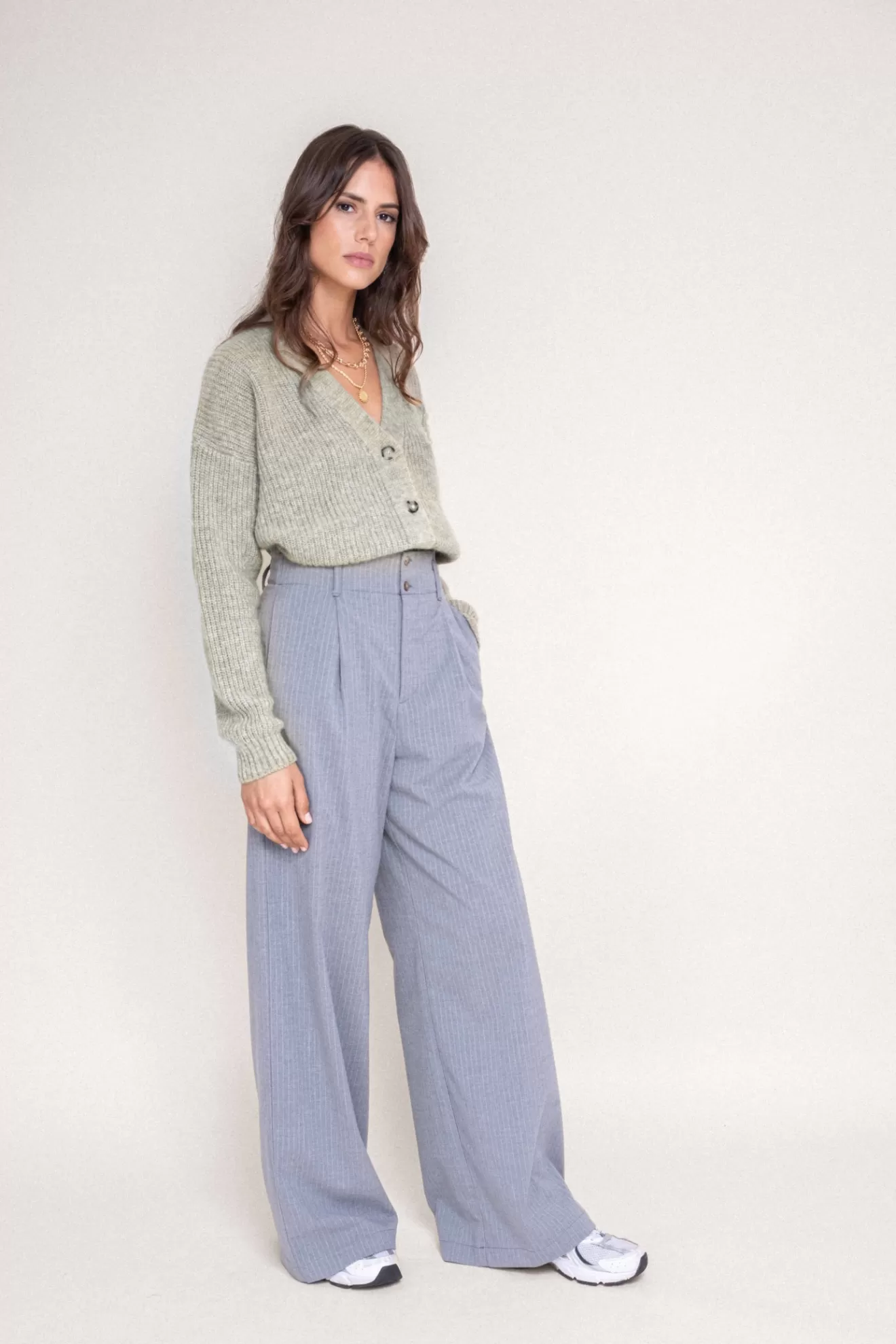 Pantalon Milo gris rayure blanc>Orta Flash Sale